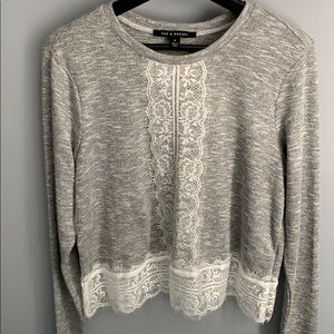 Zac & Rachel Gray top with lace. Size Small